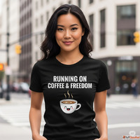 Fuel Up in Style Coffee Freedom T-Shirt by Inkspire Studio