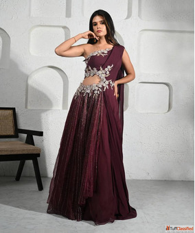 Trendy Gown Sarees - Buy Designer Fusion Styles Online at Mirraw