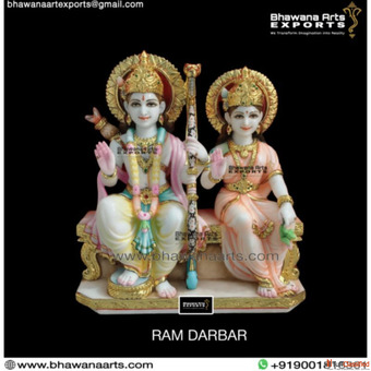 Traditional Ram Darbar Marble Moorti for Home Temple
