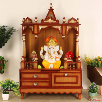 Bring Tradition Home with Wooden Mandirs