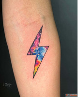 Colourful Galaxy Lightning Tattoo Design - Irezumi Tattoo St...