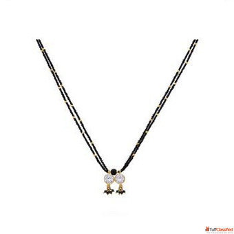 Black Beads Gold Chain Models CMR Jewellery
