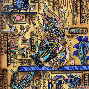Navdurga - Depicting Goddess Durga in Egyptian Era 2025 Zigguratss Fine Art