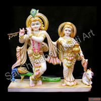 Premium White Marble Radha Krishna Statues for Home and Temp...