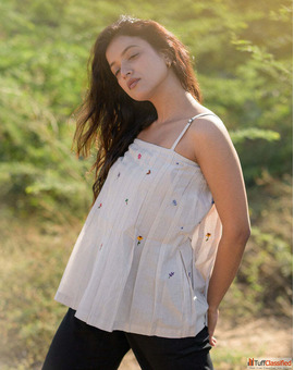Buy Silver Moon Cotton Top Online For Women By Babli