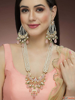 Buy Gold Plated Kundan Rani Haar Pink Jewellery Set for Women By Karatcart