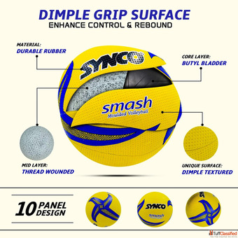 Synco Smash Volleyball Size-4 Yellow