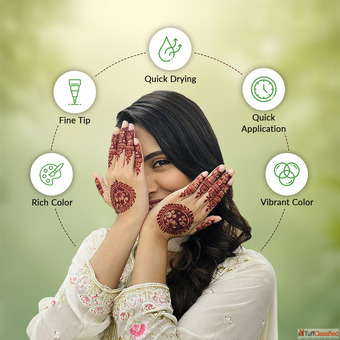 Pushp Henna Fast Tube Red Instant Red Mehendi for Beautiful Henna Art