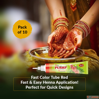 Pushp Henna Fast Tube Red Instant Red Mehendi for Beautiful Henna Art