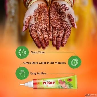 Pushp Henna Fast Tube Red Instant Red Mehendi for Beautiful Henna Art