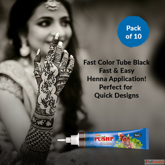 Pushp Henna Fast Colour Tube Black - Black Mehndi Tube