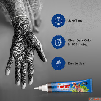 Pushp Henna Fast Colour Tube Black - Black Mehndi Tube