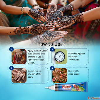 Pushp Henna Fast Colour Tube Black - Black Mehndi Tube