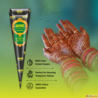 Balma Mehndi Cone Black - Natural and Authentic Henna Cone for Bridal Mehndi.