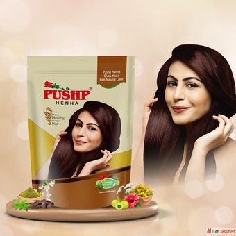 Pushp Herbal Henna 140 gm - Natural Henna Powder for Hair Care