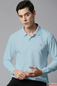 Sea Foam Full Sleeve Polo Smart Tech Fabric Refined Everyday Style for Men