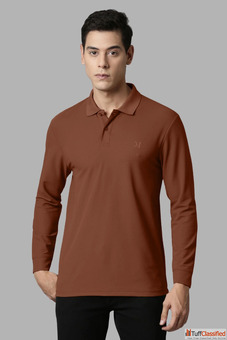 Brown Smart Wear Polo Premium Full Sleeve Style with Advanced Comfort Fabric