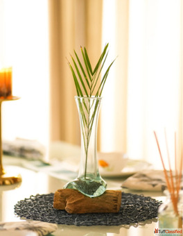 Wooden Glass Flower Vase Handcrafted Rustic Elegance