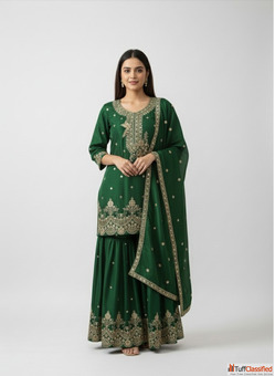 Elegant Silk Kurta Sharara with Dupatta Set K P Fashion