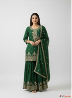 Elegant Silk Kurta Sharara with Dupatta Set K P Fashion