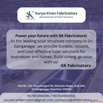 The reason selecting the correct solar structure company in Sri Ganganagar is important in your proj