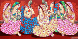 Purbarag by Sekhar Roy - Radha Krishna Original Acrylic Pain...