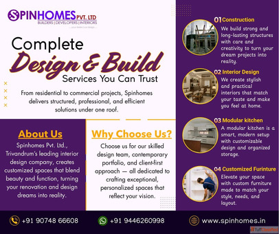 Complete Design Build Services - Residential Commercial Spinhome Trivandrum