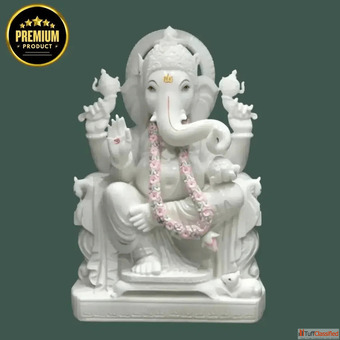 vMarble Ganesh Murti Online Handcrafted White Black Ganpati Idols