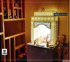 Best-Quality Custom Backlit Corian Pooja Mandir White Surfac...