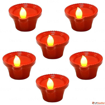 LED Diya with Water Sensor Battery Powered For Diwali pack of 12 Pottery Pack of 12 Table Diya Heigh
