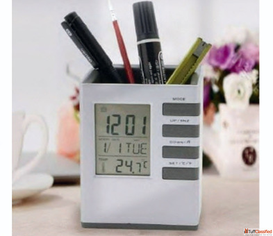 Corporate Gift Suppliers in Delhi Quantum Digital Alarm Clock with Pen Holder - GiveAwaySmiles