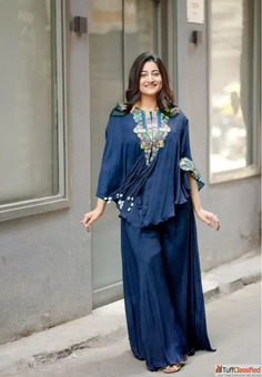 Elevate Your Style Exquisite Sequin-Embroidered Indo-Western Three-Piece Set