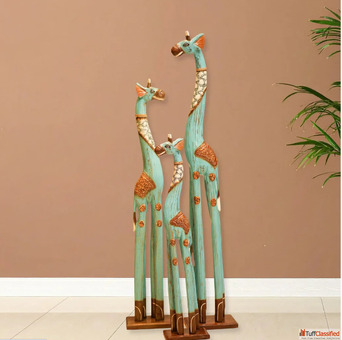 Handcrafted Wooden Giraffe Unique Rustic Home Accent