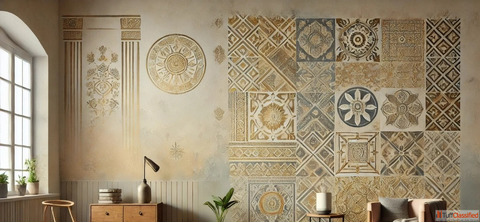 Best Modern Interior House Painting Styles Geometric Walls for Living Room - Indicus Paints