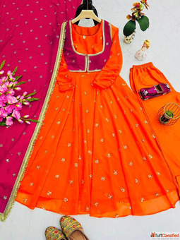 Anarkali Set With Pant Dupatta