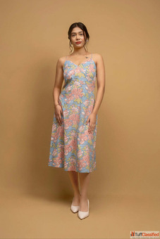 Buy Hazel in Blue Floral Printed Dresses Online For Women At Odhanon