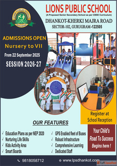 Admissions Open at Lions Public School - Nurturing Minds in Sec 102 Gurgaon