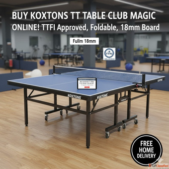 Koxtons TT Table Club Magic - TTFI Approved Foldable 18mm Board