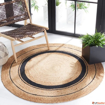 Handcrafted Jute Stripe Delight Rug - Natural Elegance for Modern Homes