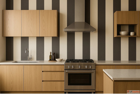 Choose Vertical Striped Kitchen Wall for Your Home - Indicus Paints