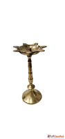 navaash Pure Brass Center Long Pooja Diya Brass Gold