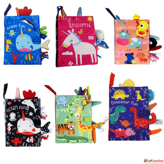 Animal Fun Cloth Book for Babies - Educational Safe Fabric Book for Kids D'bebé