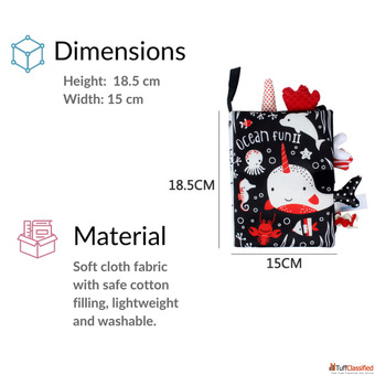 Animal Fun Cloth Book for Babies - Educational Safe Fabric Book for Kids D'bebé