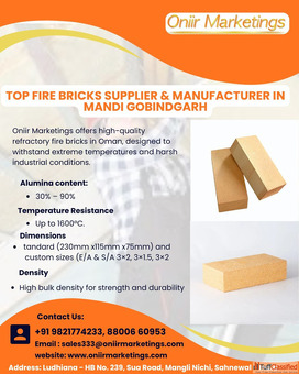 Top Fire Bricks Supplier Manufacturer in Mandi Gobindgarh