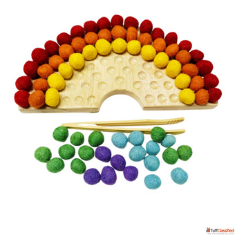 Montessori Wooden Rainbow Sorting Board Color Sorting Toys for Kids