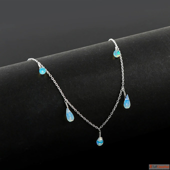 18 ct 5-drop ethiopian opal necklace