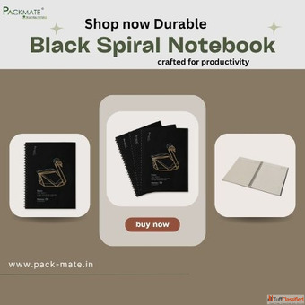 Shop Now Durable Black Spiral Notebook Crafted for Productivity