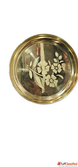 navaash Fancy Brass Thali Brass Gold