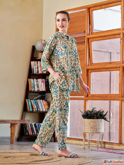 Shop White Printed Cotton Co-Ord Set That Move With You In Any Season By Tittli