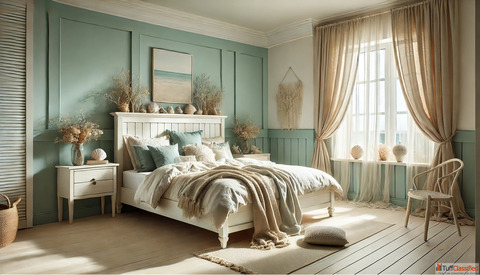 Seafoam Green and Beige Colour Combination Interior Paint Colour Combination - Indicus Paints